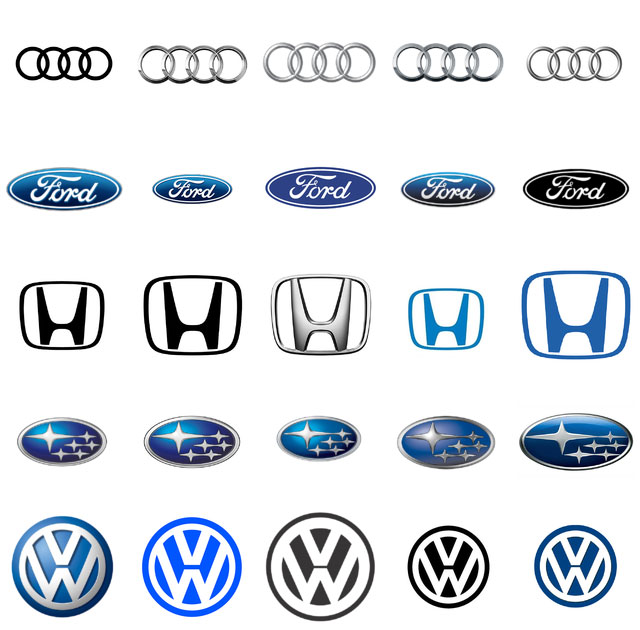 Figure 11: Our training dataset of car brand logos, covering 5 brands with 5 images per brand.