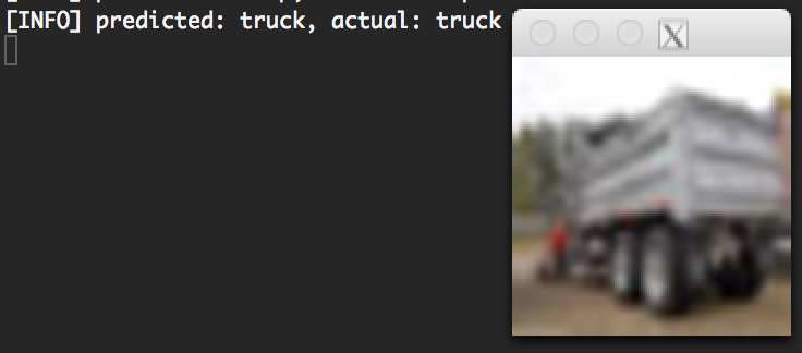 Figure 2: Using our trained CNN to recognize a "truck" in the image